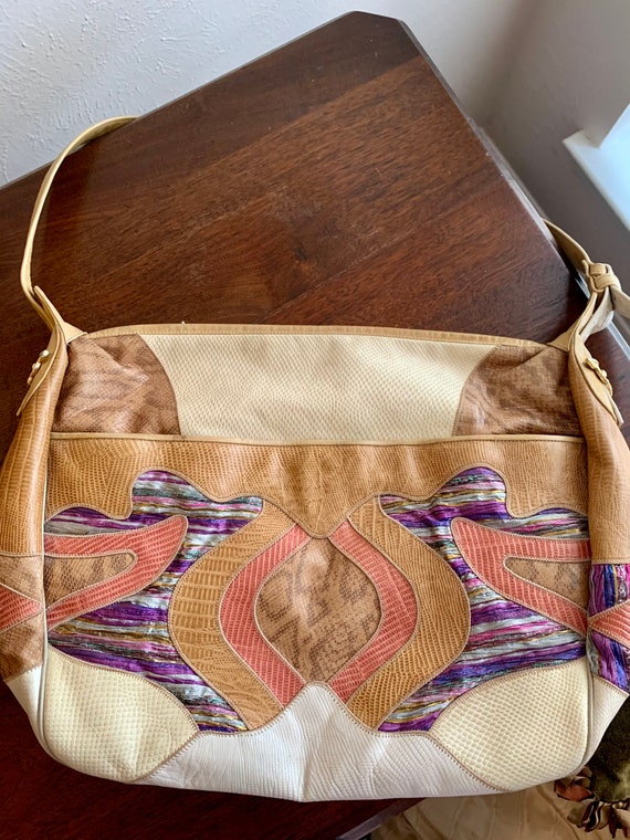 Rare Vintage Sharif Large Mixed Media Shoulder Bag