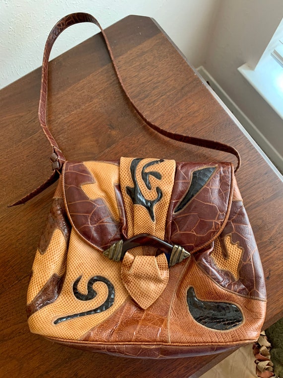 RARE Vintage Sharif Mixed Media Med Shoulder Bag
