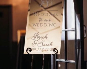 Custom Printed Wedding Reception Mirror Sign - Entryway Selfie Mirror - Minimalist Wedding Decor (Bevel or No Bevel Option)