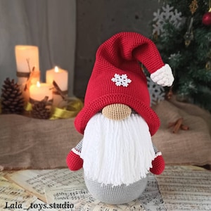 plush Gnome Personalized gift Stuffed toy Birthday Decoration soft Nordic Gnome Red decor, Amigurumi, Crochet Gnome Finished Product