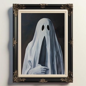 Ghost Holding A Knife, Ghost Painting, Ghost Portrait, Ghost Decor, Ghost Poster, Goth Home Decor, Dark Academia Decor, Goth Decor, Goth Art