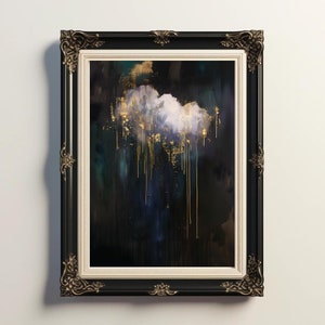 Peinture nuage de mauvaise humeur, peinture nuage, oeuvre d&#39;art nuage, affiche nuage de pluie, décoration sombre universitaire, décoration d&#39;intérieur gothique, affiche d&#39;art nuage de mauvaise humeur