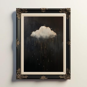 Peinture nuage de mauvaise humeur, peinture nuage, oeuvre d&#39;art nuage, affiche nuage de pluie, décoration sombre universitaire, décoration d&#39;intérieur gothique, affiche d&#39;art nuage de mauvaise humeur