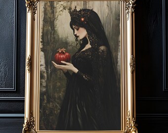 Persephone Pomegranate Art Print: Moody Greek Goddess Wall Decor