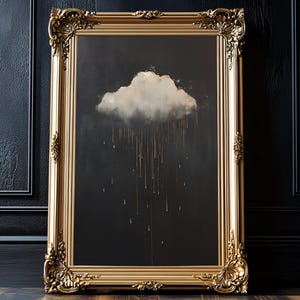 Moody Rain Cloud Painting, Cloud Painting, Cloud Artwork, Rain Cloud Canvas, Dark Academia Decor, Goth Home Decor, Moody Rain Cloud Canvas