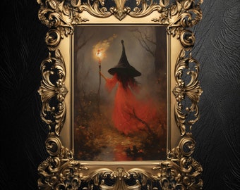 Gothic Witch Portrait: Dark Academia Giclée Art Print