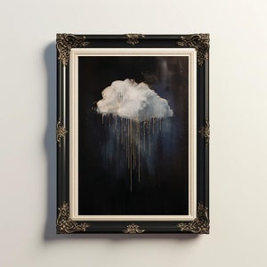 Peinture nuage de mauvaise humeur, peinture nuage, oeuvre d&#39;art nuage, affiche nuage de pluie, décoration sombre universitaire, décoration d&#39;intérieur gothique, affiche d&#39;art nuage de mauvaise humeur