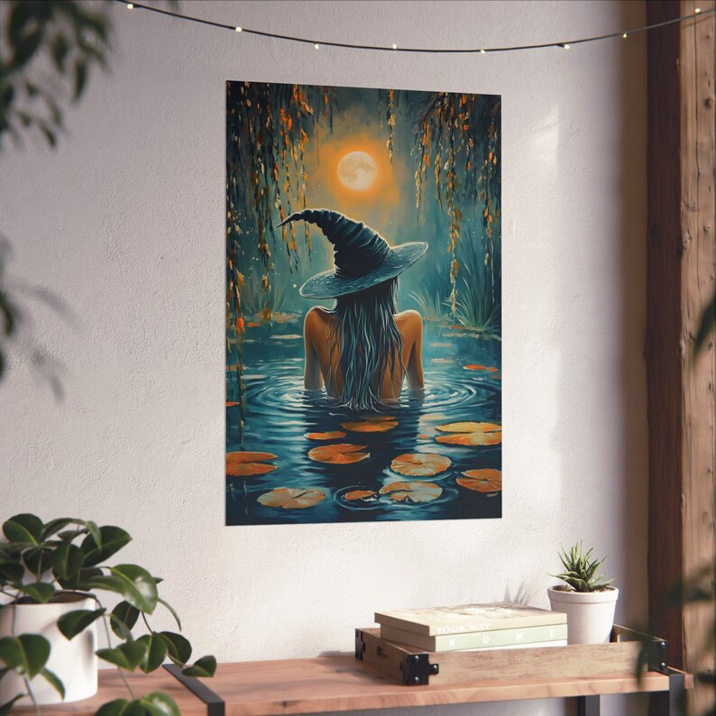 Witch Swimming in Lake Art Print: Dark Academia Goth Decor - Etsy