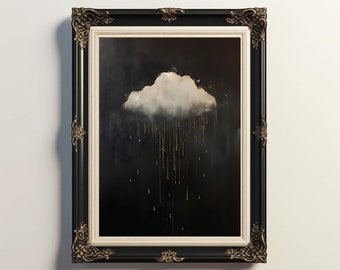 Moody Rain Cloud Painting, Cloud Painting, Cloud Artwork, Rain Cloud Poster, Dark Academia Decor, Goth Home Decor, Moody Cloud Poster Art