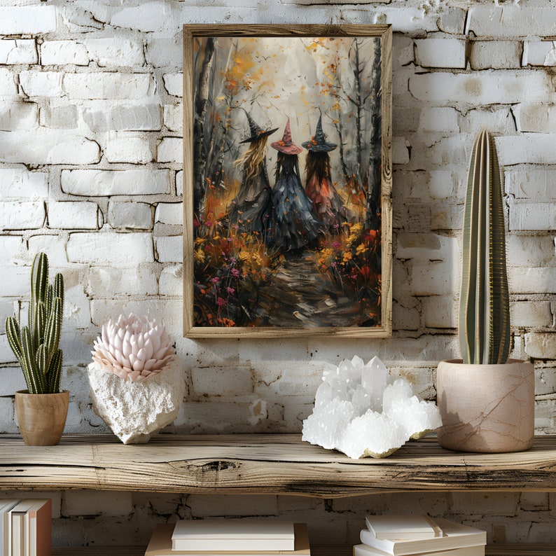 Coven of Witches in the Forest, Witch Painting, Light Academia Decor
