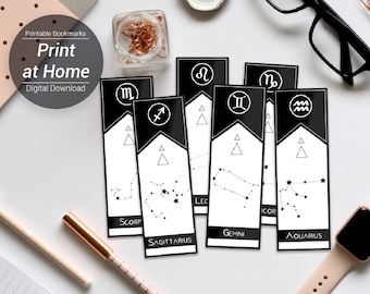 Zodiac Bookmark Set - Zodiac Star Signs Printable Bookmarks