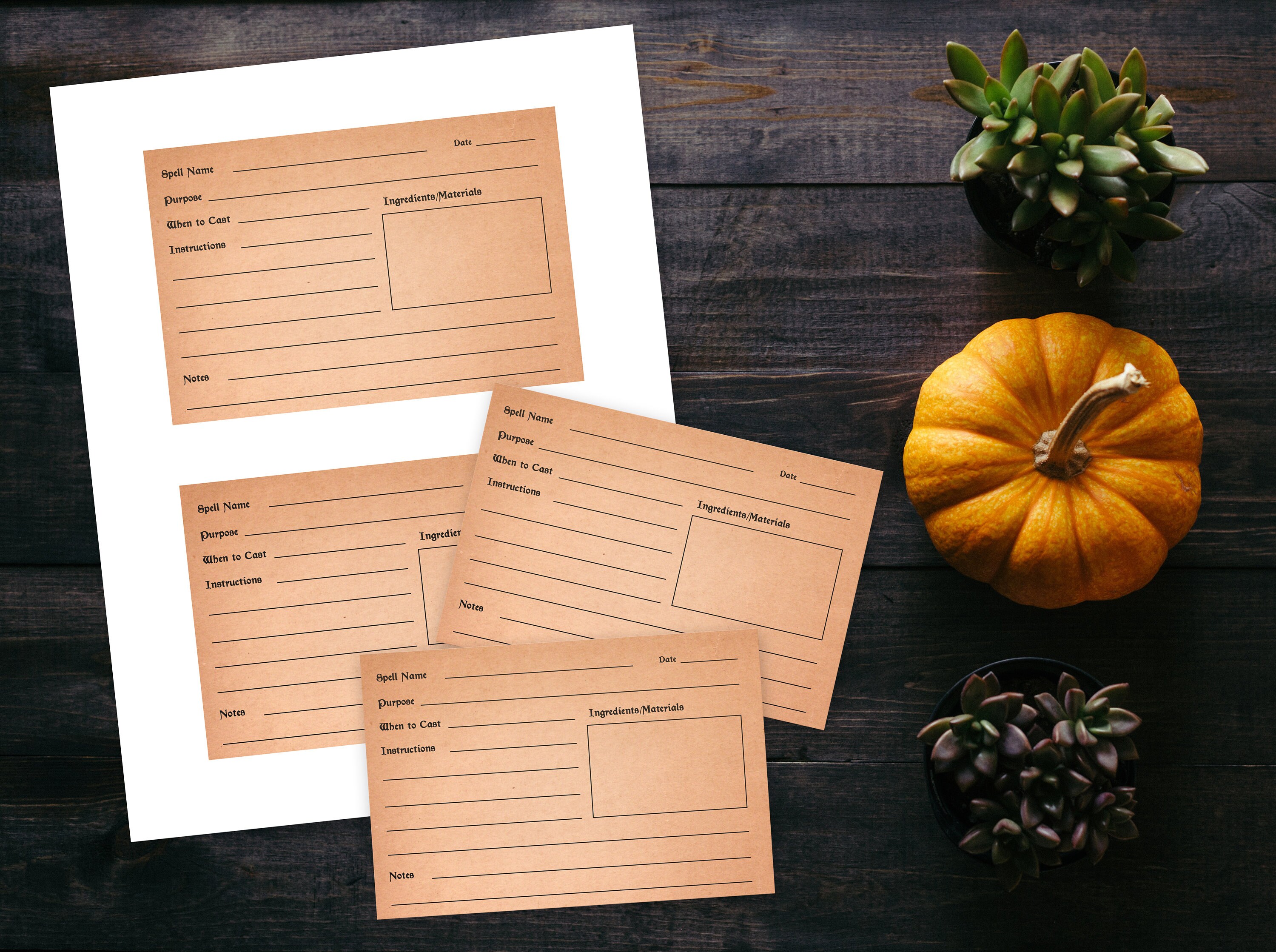 Spell Cards Printable PDF Instant Download Witch Spell - Etsy