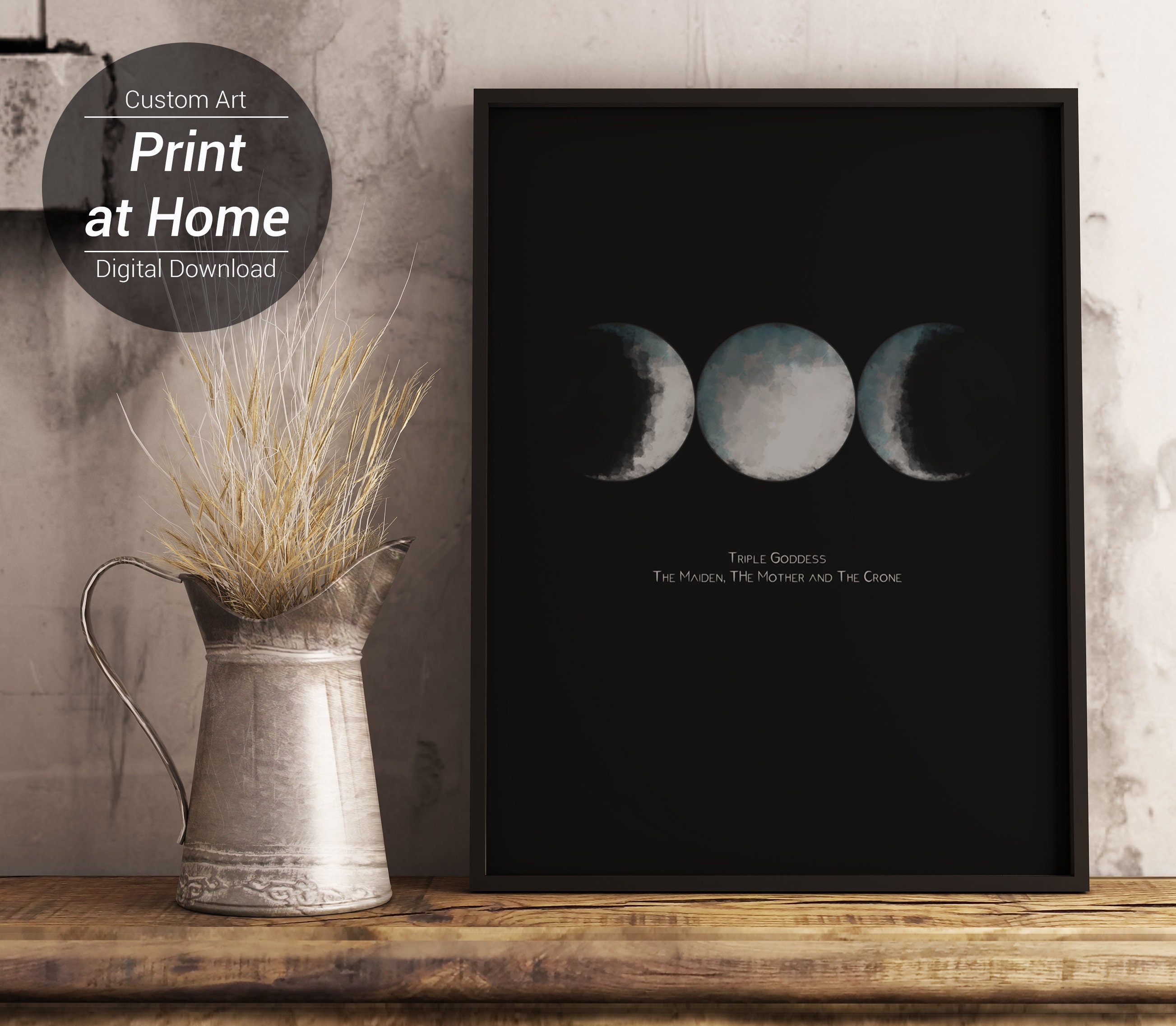 Triple Moon Goddess Wiccan Home Decor Witch Wall Art | Etsy