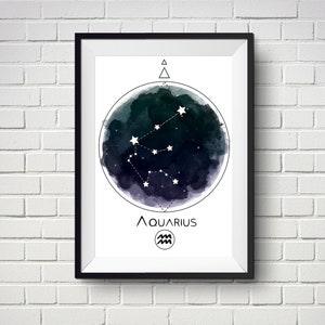 Gift for Aquarius | Aquarius Birthday | Star Sign Printable | Aquarius Zodiac Sign | Aquarius Poster | Aquarius Zodiac Art