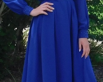 Glamorous Unique Cocktail Formal Stylish Blue Dress w/ beaded collar; Rochie albastra eleganta pentru diferite ocazii