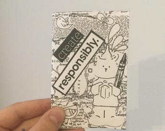 create responsibly | collage zine, punk zine, black and white