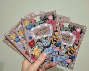 queer blooms | analog collage zine | queer flowers, queer history, gay, lgbtq, watercolor illustration, flower collage