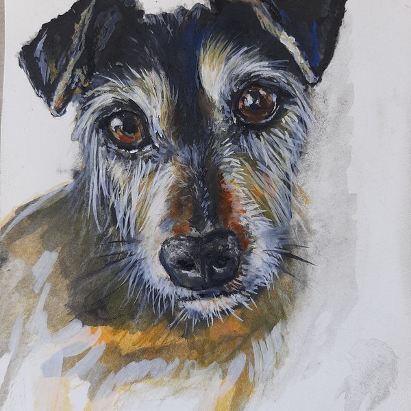 Tierportrait Haustier malen lassen in Aquarell vom Foto - Custom Pet Portrait Animal Painting Handmade Dog Portrait, Personalized Gift