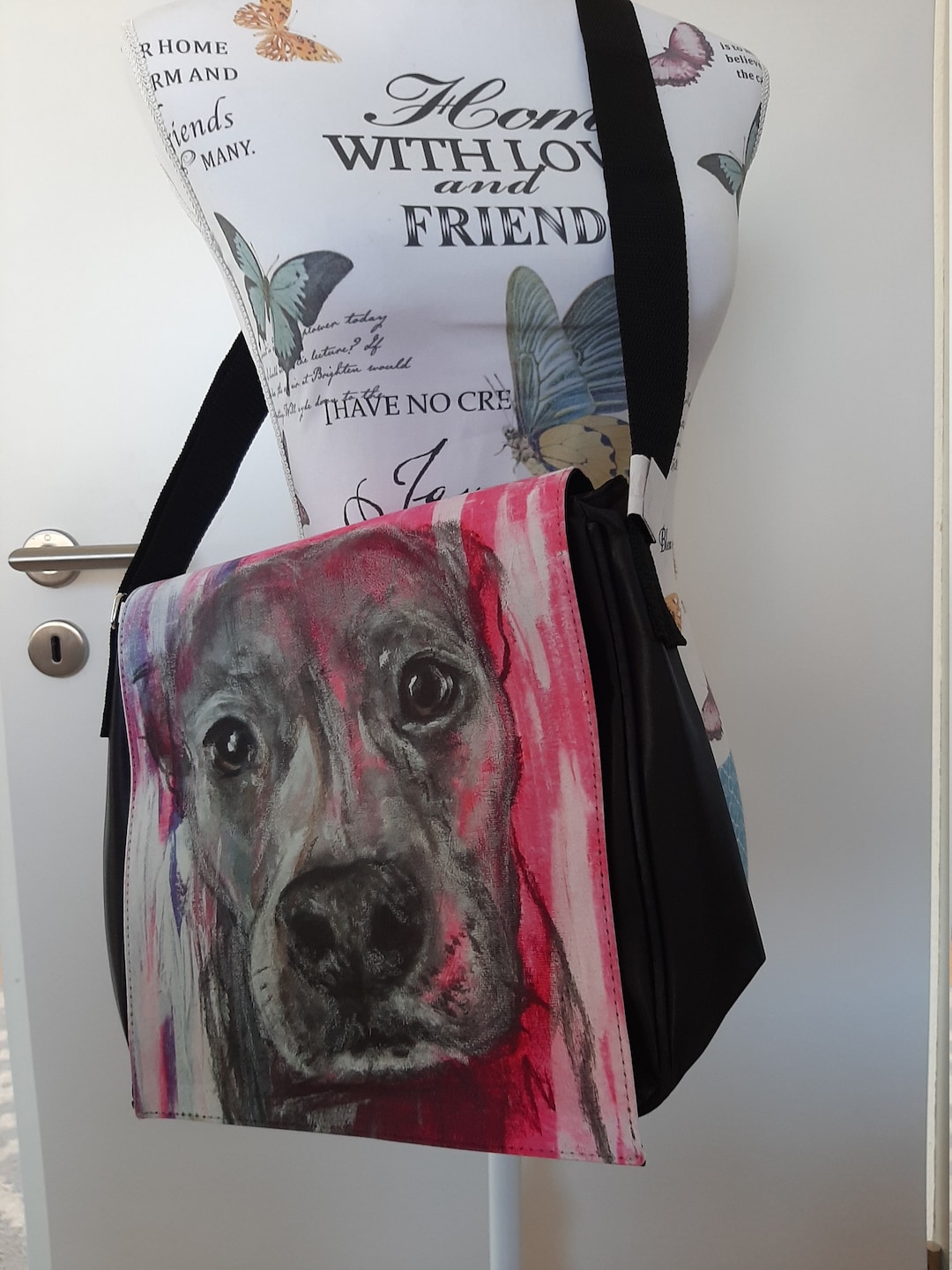 Shoulder Bag Dog Portrait Pitbull Staffordshire Terrier Etsy