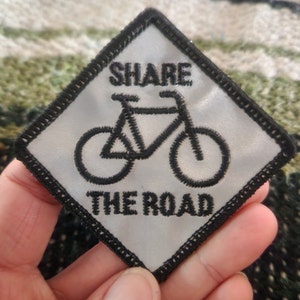 Share The Road - Reflective Bike Safety Patch Embroidered - Iron-on or Sew-on