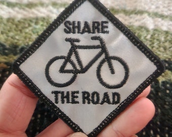 Share The Road - Reflective Bike Safety Patch Embroidered - Iron-on or Sew-on