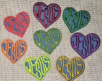 Denim Love Jesus-märke: Broderad strykbar troskläder