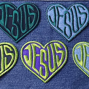 Jesus Patch Greens - Embroidery Embroidered Iron On Sew On Patch - Baptism Gift, Disciple Wear, Christian Gift