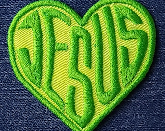 Älska Jesus-lapp: Fluorescerande broderad strykapplikation