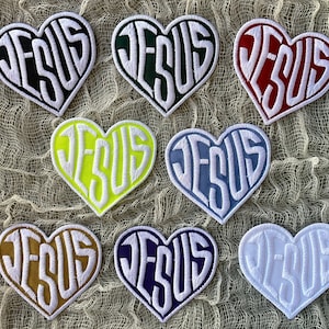 Love Jesus Patch - White Embroidery - Embroidered Iron On or Sew On Patch - Baptism Gift, Disciple Wear, Christian Gift