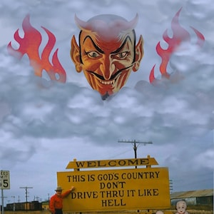 Devil in Texas Collage Print