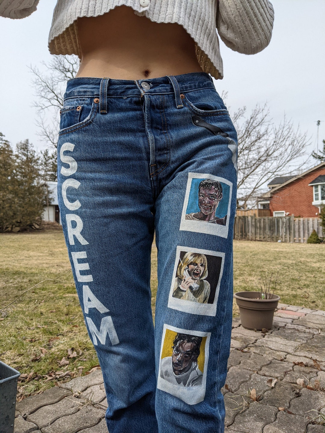 Hand Painted Horror Scream Jeans - Etsy