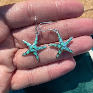 Starfish Sterling Silver 925 Gemstone Dangle Earrings