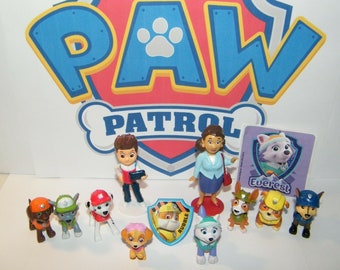 Paw Patrol Party Favors Set of 12 with 10 Figures, PAW Sticker and PAW Ring!