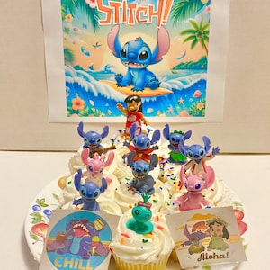 Disney Stitch and Friends Cake Toppers Cupcake Decorations Deluxe Set of 10 Figs