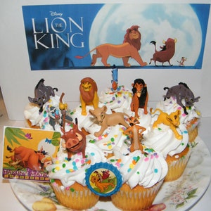 Disney The Lion King Movie Deluxe Cake Toppers Cupcake Decorations 12 Set with 10 Figures, Movie Sticker and LK Ring Featuring Simba Etc