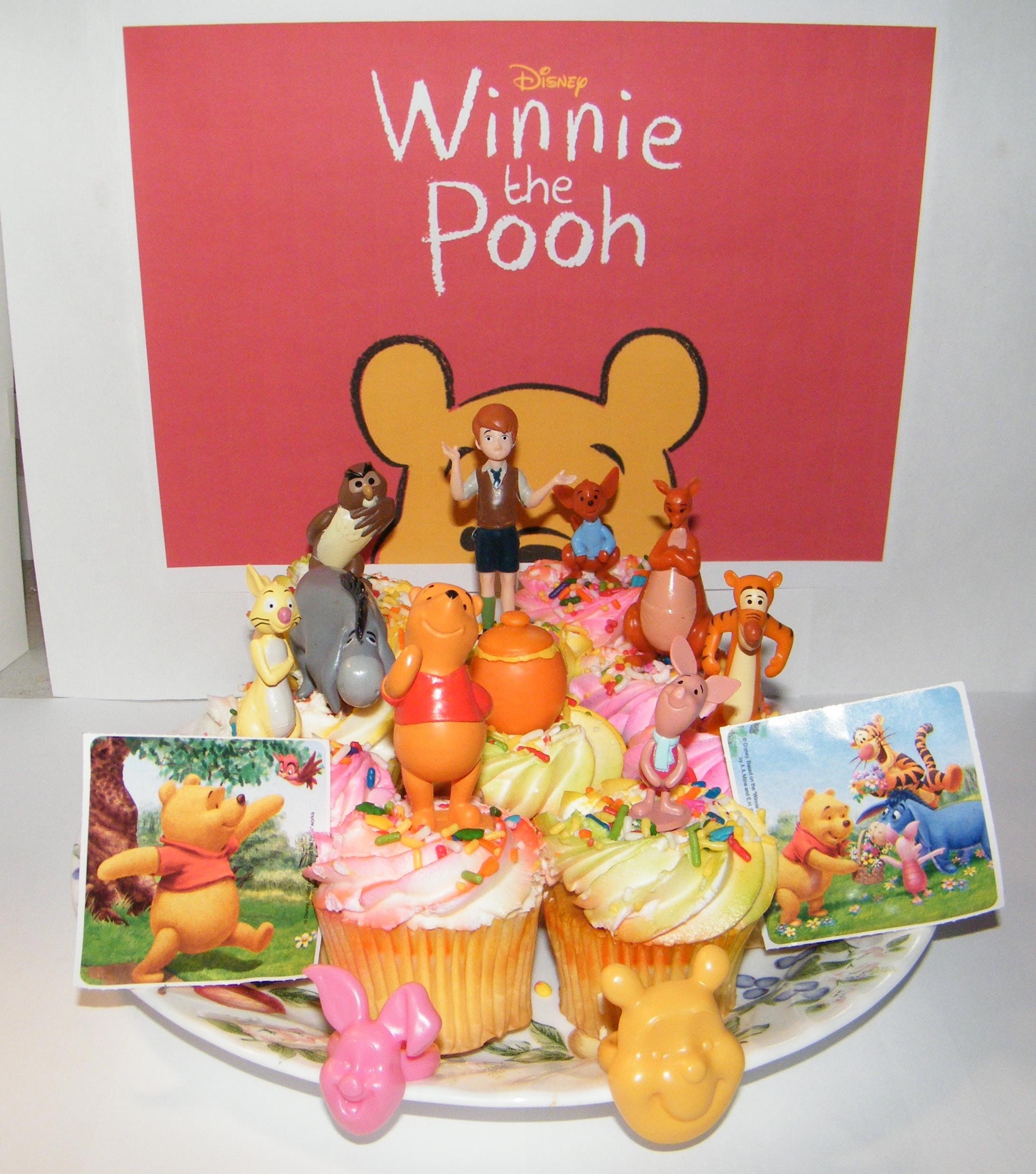 Winnie the Pooh Birthday Cupcake Cake Party Favor 6 Piece Set Featuring  Tigger