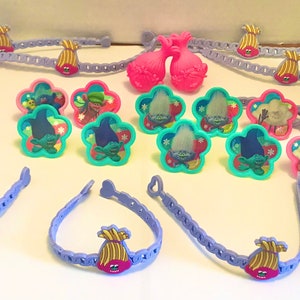DreamWorks Trolls Movie Party Favor Set of 24 With 12 Rings and 12 Bracelets!