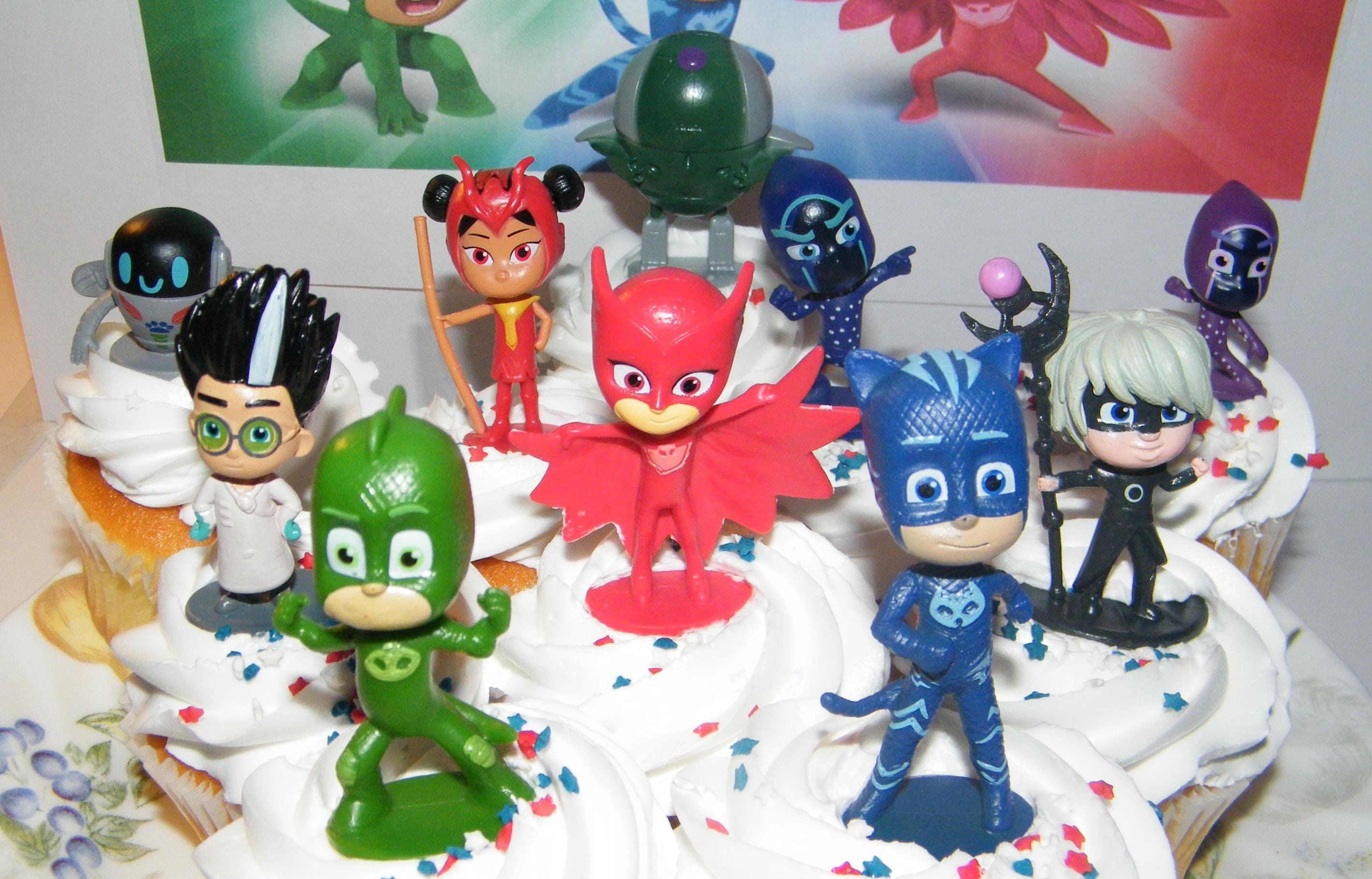 Lot of 11 Disney Junior PJ Masks Toys Figures Cake Toppers Just