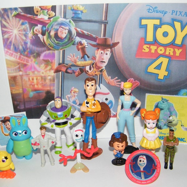 Disney Toy Story 4 Movie Party Favors 13 Set with 10 Figures, Stickers, Toy Ring With Classic and All New Characters like Bunny or Forky!