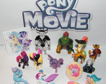 My Little Pony The Movie Deluxe Party Favors Goody Bag Fillers 14 Set with 12 Figures, Special Sticker and Toy Ring with Pirates Seaponies!