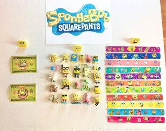 Spongebob Squarepants Party Favors/Collectors Set with 23 Figures, 11 Bracelets, 3 Rings, and 2 Stickers!