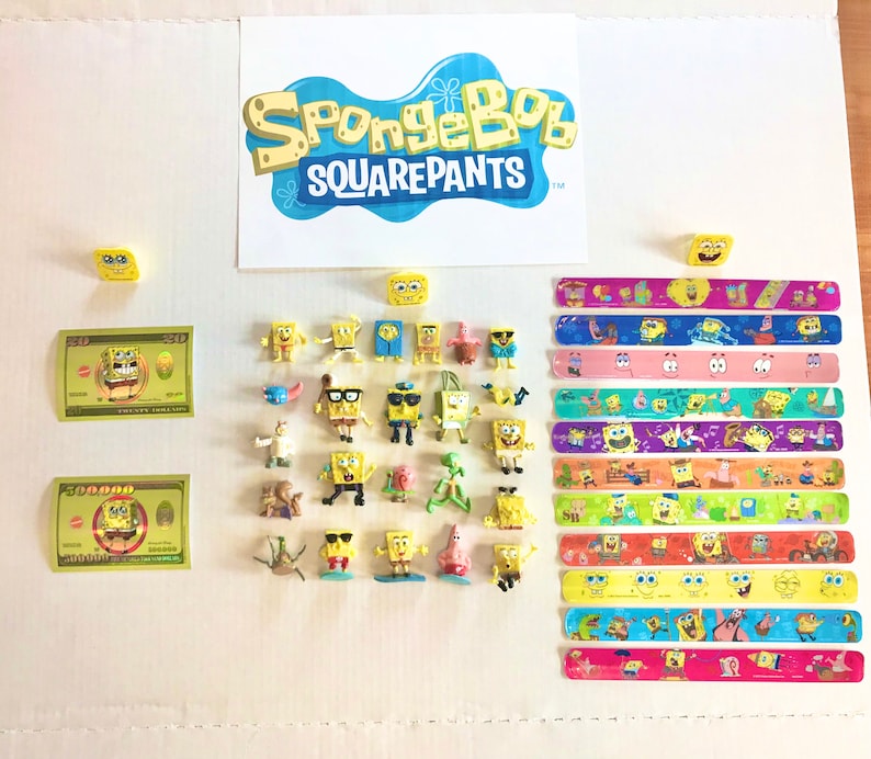 Spongebob Squarepants Party Favors/Collectors Set with 23 Figures, 11 Bracelets, 3 Rings, and 2 Stickers image 1