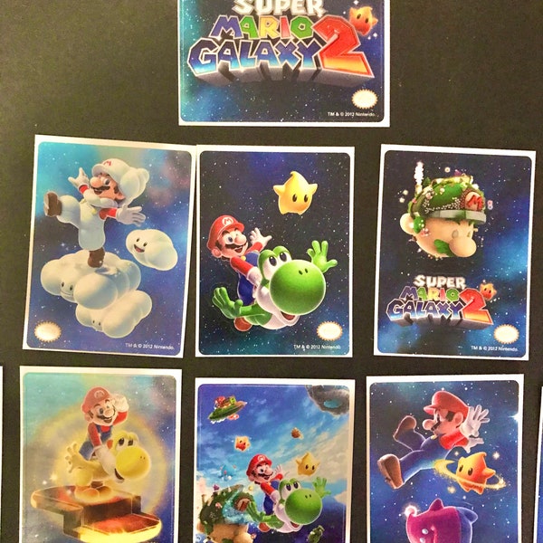 Komplettes Set von 12 Super Mario Galacy 2 Stickern!