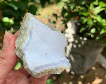Raw Blue Lace Agate from Congo, Throat Chakra Crystal, Healing Gift