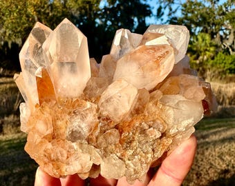 Amazing Fire Quartz Cluster from Madagascar, Hematite Quartz Cluster, Crystal Home Decor, Crystal Gift, Sacral Chakra