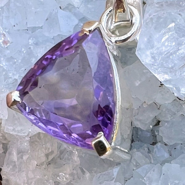 Faceted Brazilian Amethyst Pendant in Sterling Silver, Gift For Her, Mother’s Day Gift