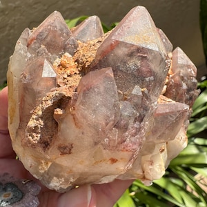 Beautiful Red Phantom Quartz Cluster from Congo, Hematite Included Quartz Statement Piece, Christmas Gift