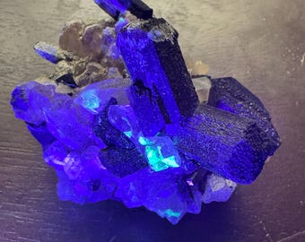 Rare Fluorescent Smoky Quartz with Black Tourmaline and Hyalite Opal from Namibia, Crystal Collector Display Specimen