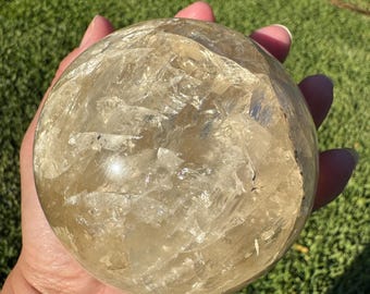 XL Natural Brazilian Citrine Sphere, Abundance Crystal, Crystal Gift, Metaphysical Crystal, Home Decor Crystal