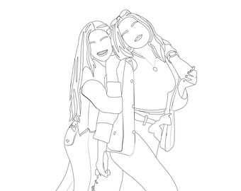 Custom Line Drawing for 1-3 People, Minimalist Drawing, Digital, Custom, Digital Illustration, Digital Line Art, Custom Photo, Couples